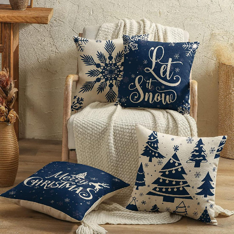 Blue christmas 2024 throw pillows